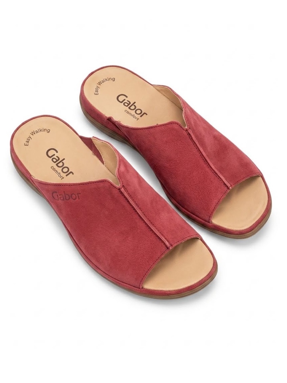 Gabor Lanzarote sandals red slip-on mule soft leather cushioned footbed comfort